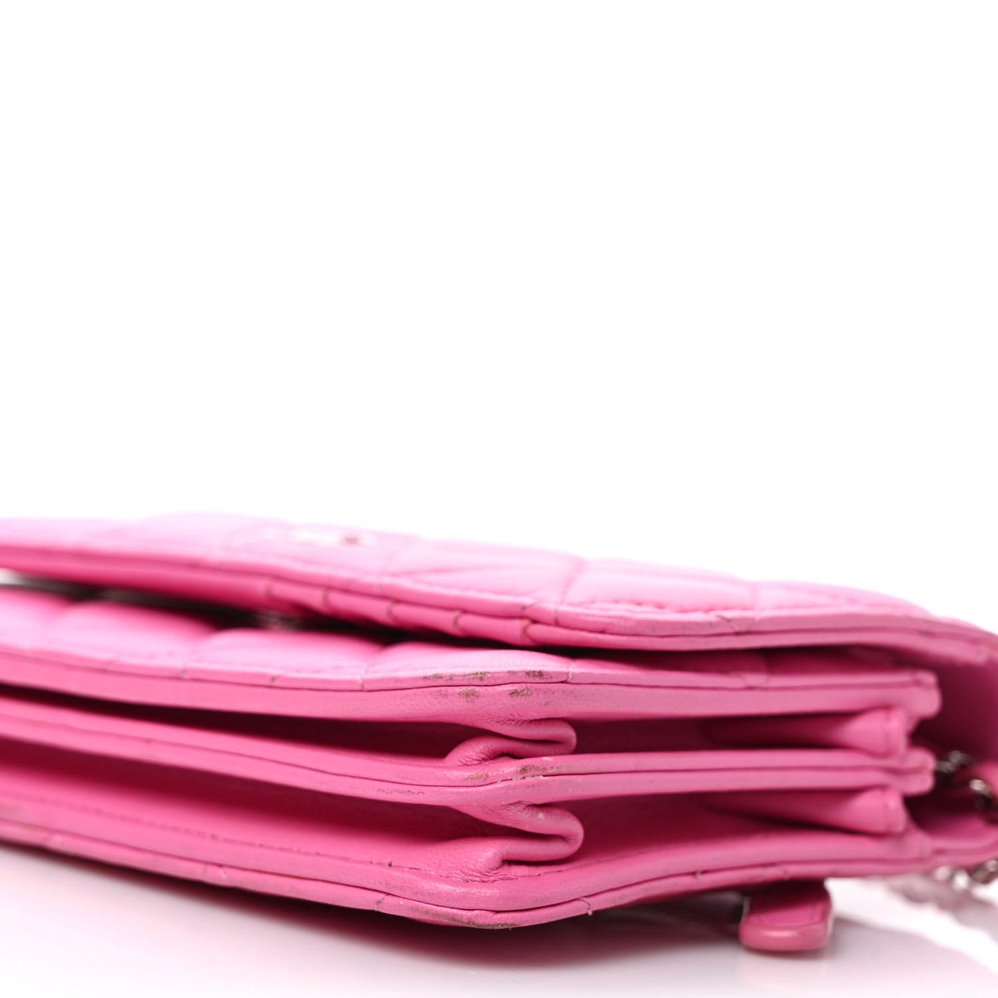 Lambskin Quilted Mini Wallet On Chain WOC Pink