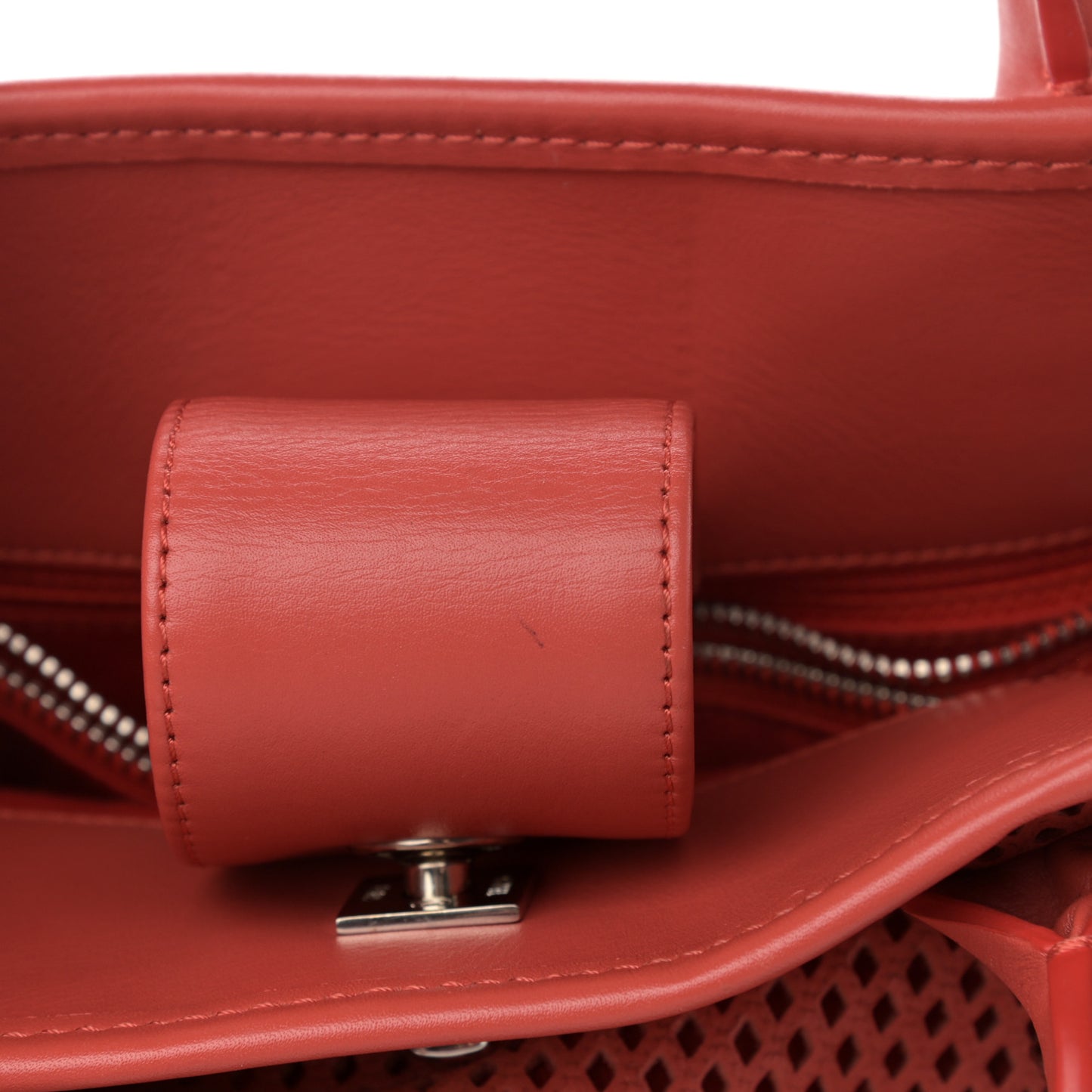 Calfskin Perforated Up In The Air Tote Red