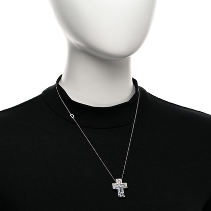 Damiani 18K White Gold Diamond Blue Sapphire Belle Epoque Cross Pendant Necklace 2 of 5