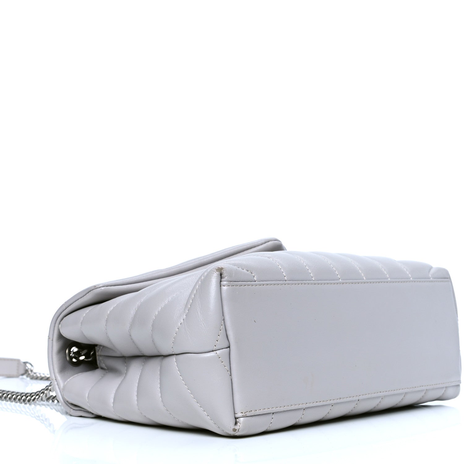 Saint Laurent Calfskin Y Quilted Monogram Small Loulou Chain Satchel Granite 3 of 9