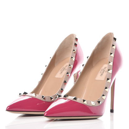 Valentino Garavani Patent Rockstud 100mm Pumps 38 Deep Cyclamin Poudre 2 of 8