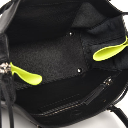 Balenciaga Calfskin Papier Mini A4 Zip Around Tote Black Chartreuse 7 of 9