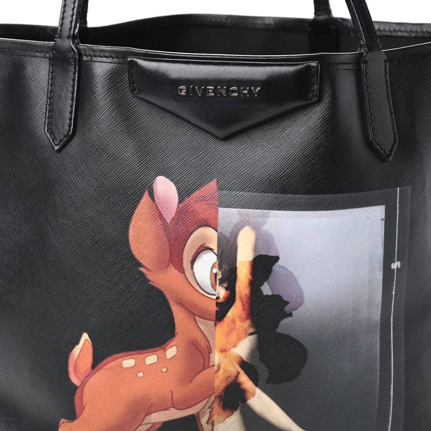 Textured Coated Canvas Bambi Print Medium Antigona Tote