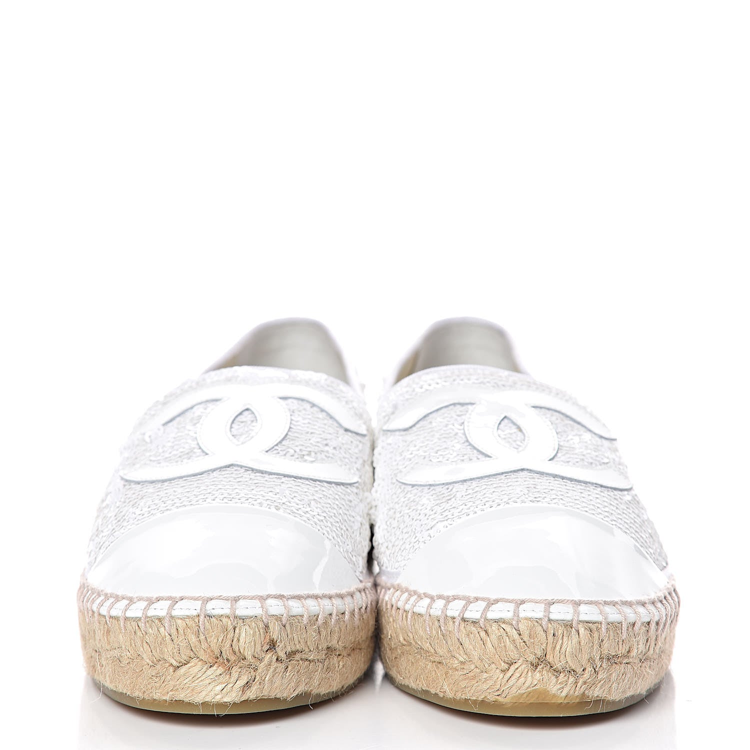 Chanel Patent Sequin CC Espadrilles 40 White 2 of 11