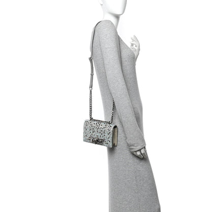Alexander McQueen Suede Calfskin Crystal Studded Mini Jeweled Knuckle Satchel Silver 2 of 13