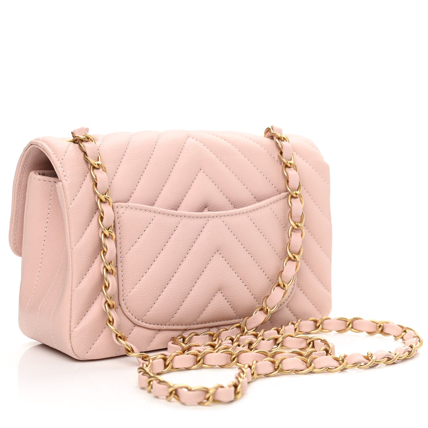 Chanel Calfskin Chevron Quilted Mini Rectangular Flap Light Pink 3 of 9