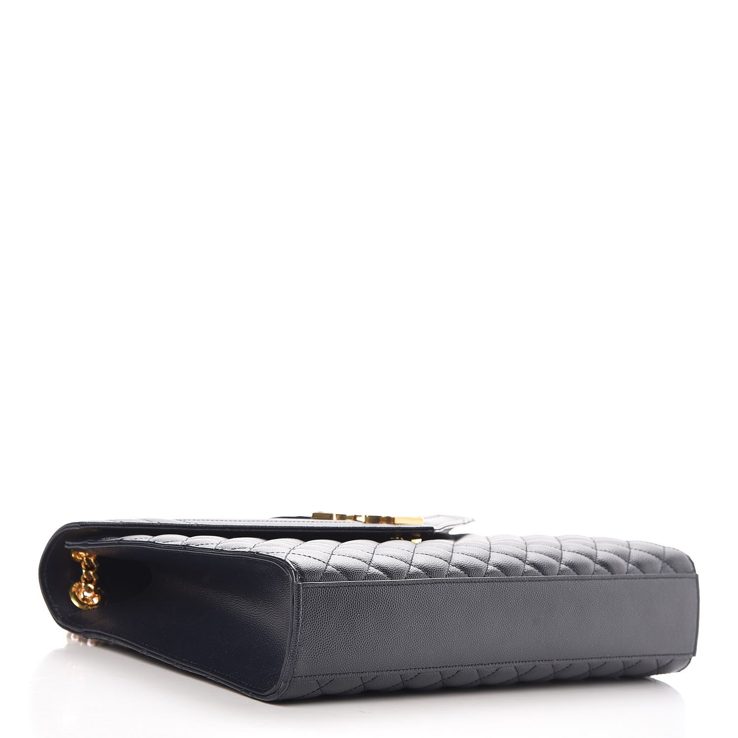 Saint Laurent Grain De Poudre Mixed Matelasse Large Triquilt Monogram Satchel Deep Marine 4 of 8