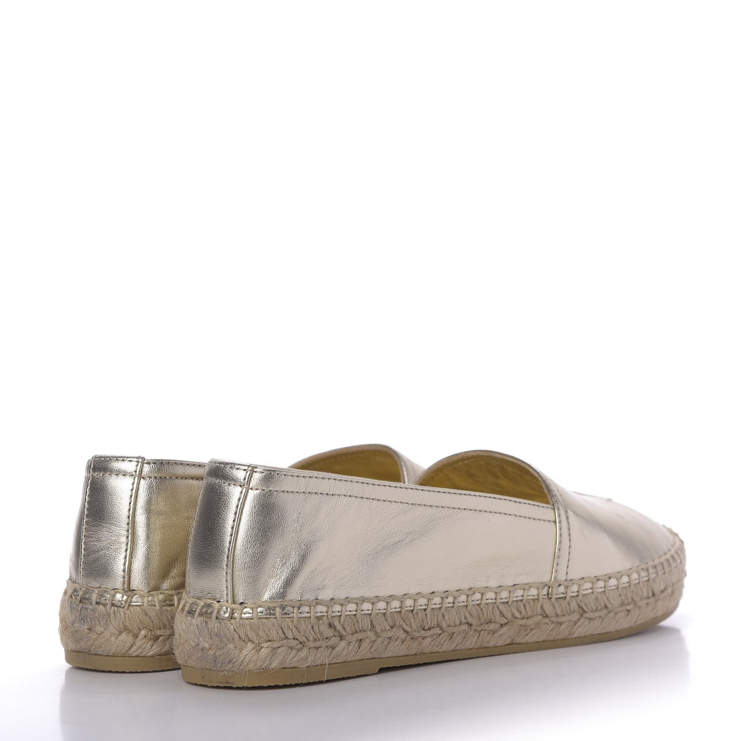 Metallic Lambskin Monogram Espadrilles 37 Platino