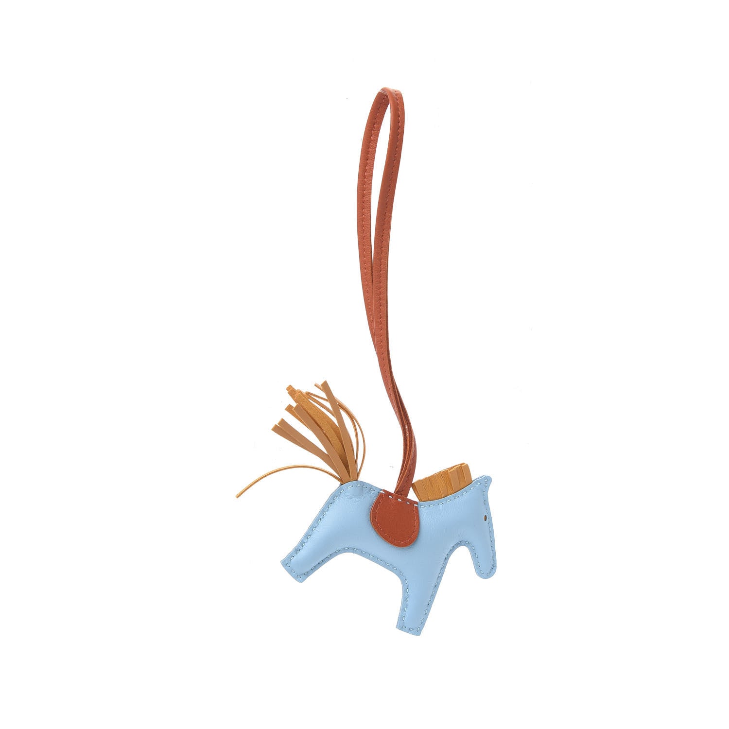 Hermes Milo Lambskin Grigri Rodeo Horse Bag Charm PM Celeste Naturel Bouton D'Or Cornaline 2 of 5