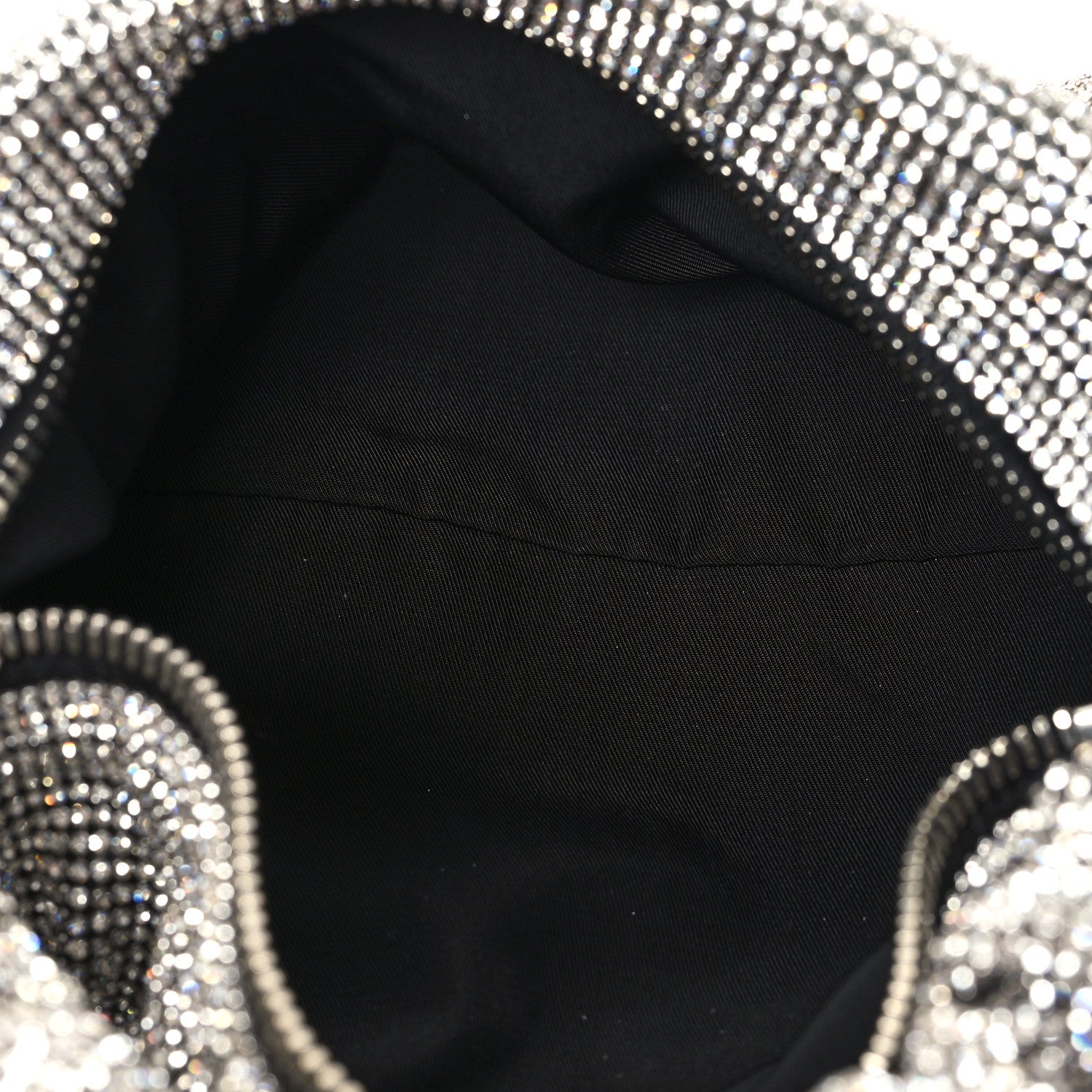 Alexander Wang Mesh Crystal Rhinestone Mini Scrunchie Clutch Black Silver 4 of 11