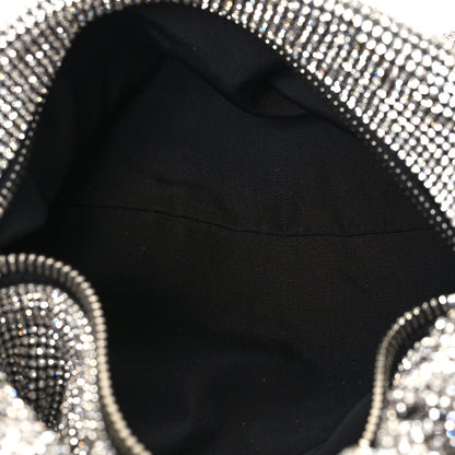 Alexander Wang Mesh Crystal Rhinestone Mini Scrunchie Clutch Black Silver 4 of 11