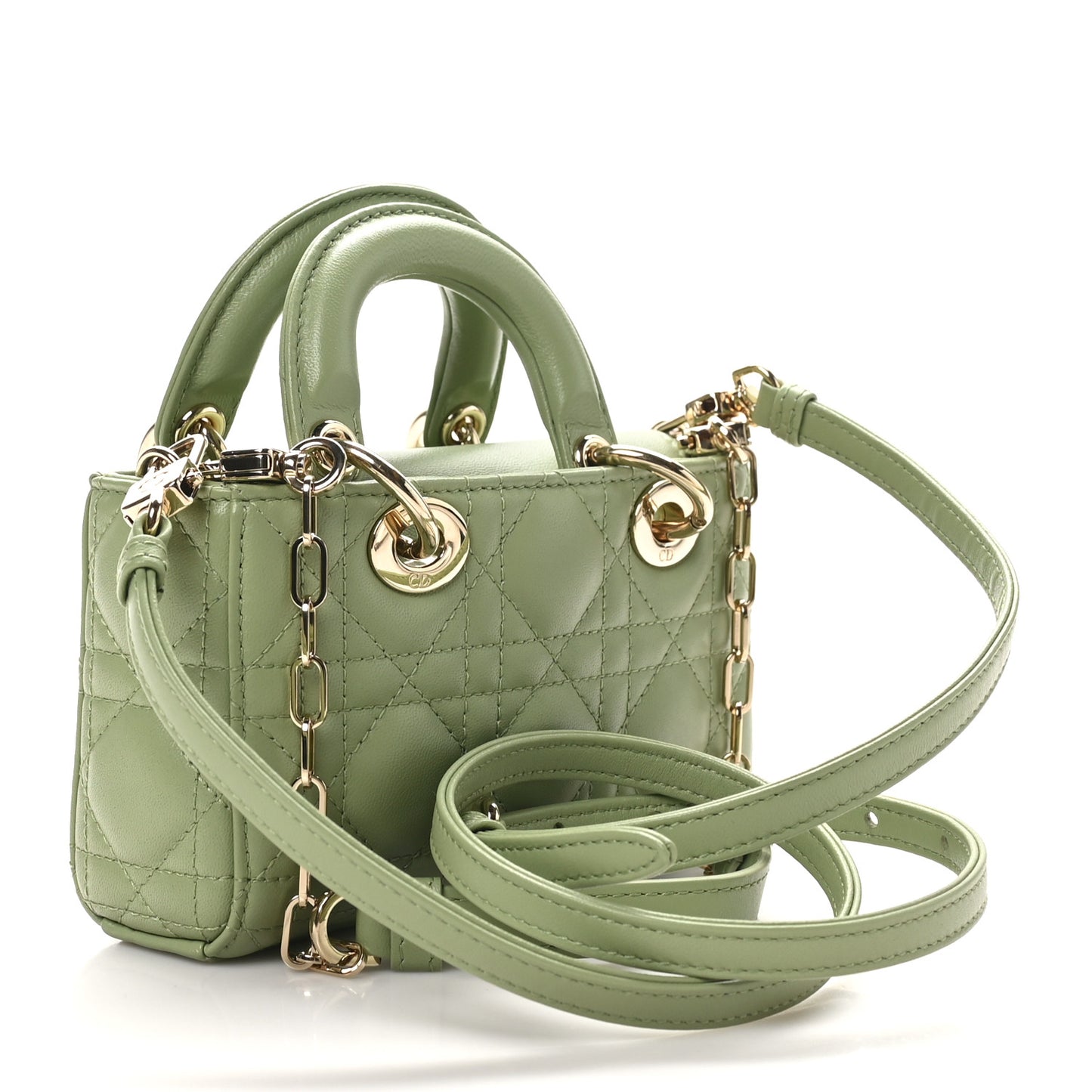 Lambskin Cannage Micro Lady D-Joy Peyote Green
