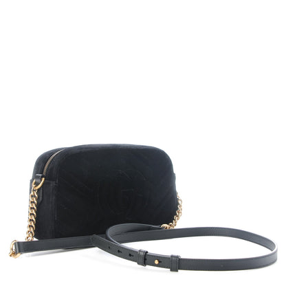 Gucci Velvet Matelasse Small GG Marmont Chain Shoulder Bag Black 3 of 7