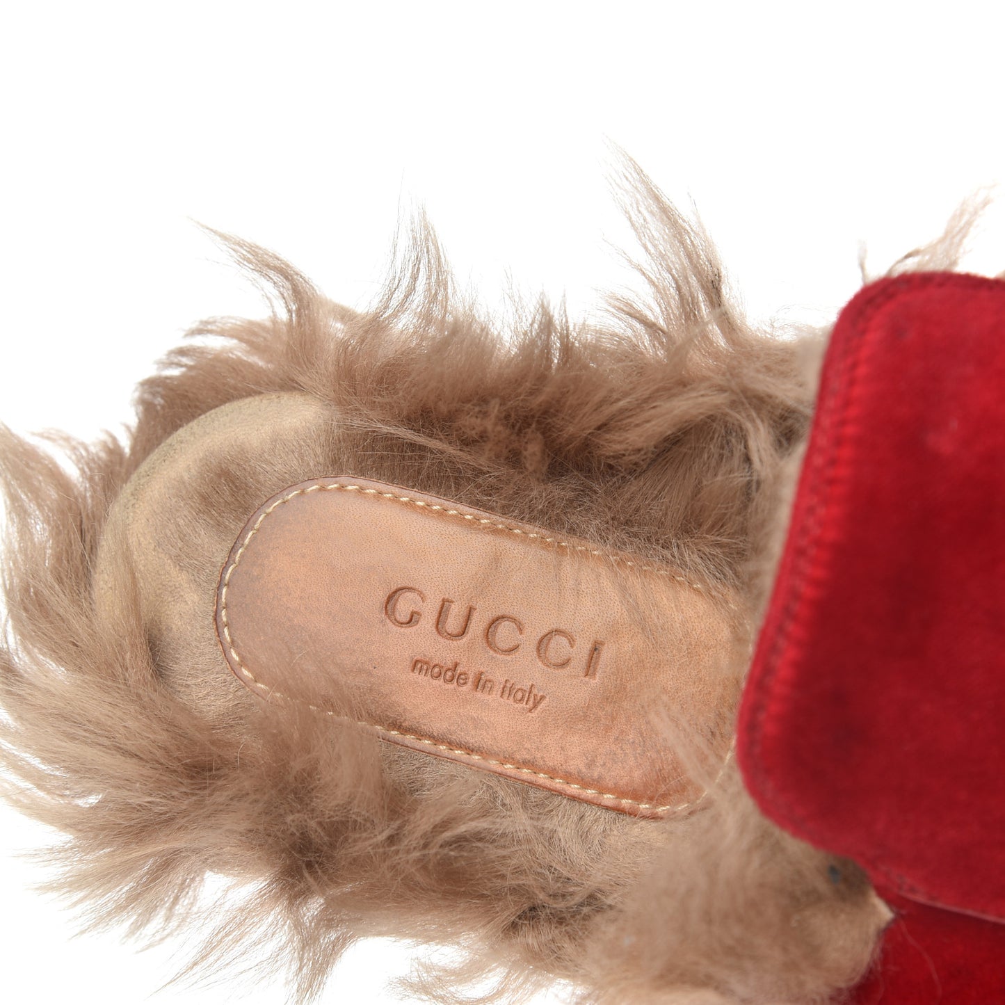 Velvet Fur Womens Princetown Slippers 39 Hibiscus Red
