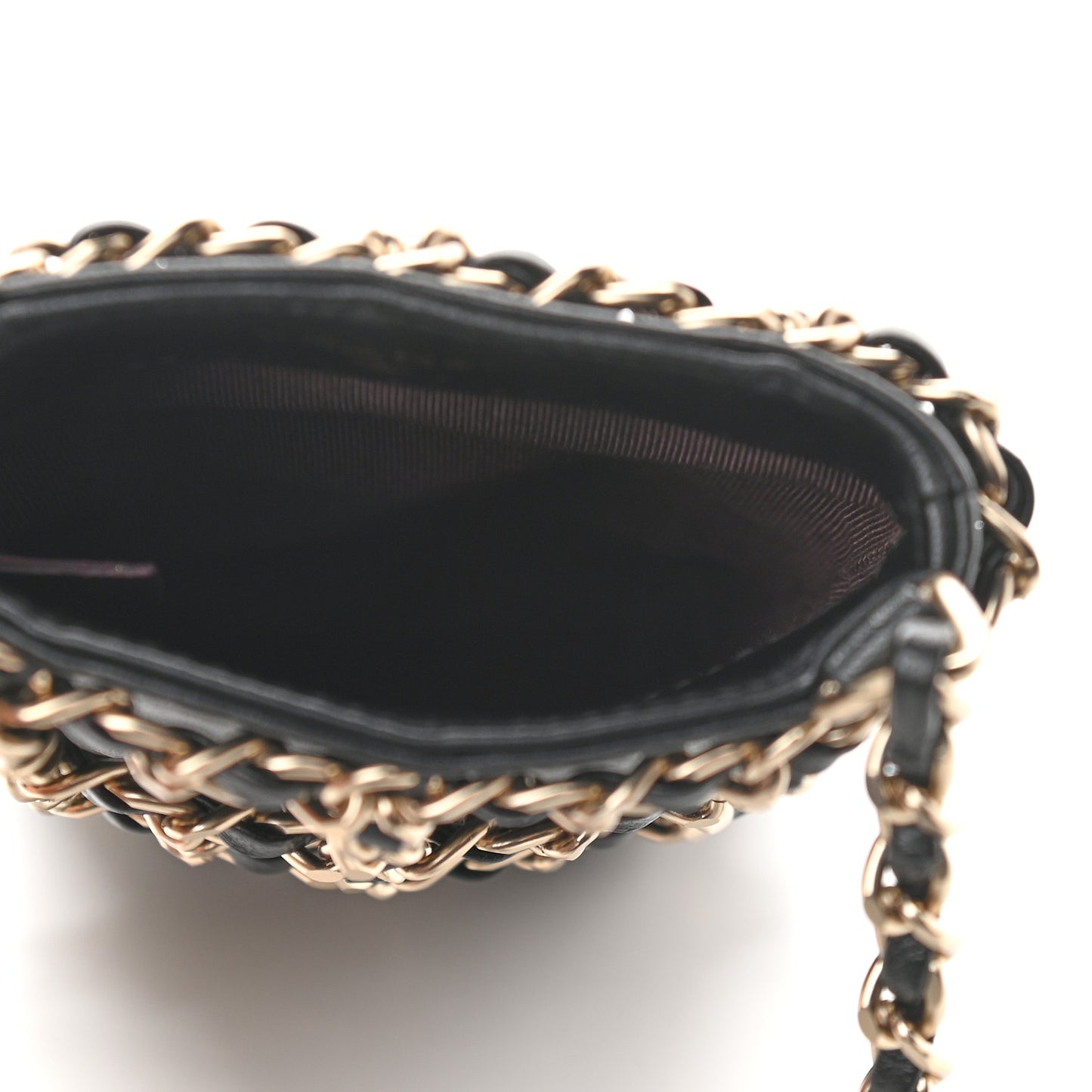 Lambskin Clutch With Chain Black