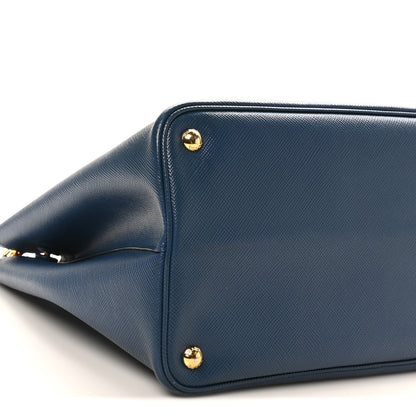 Prada Saffiano Cuir Medium Double Bag Bleuette Rosso 8 of 9