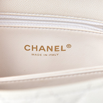 Chanel Caviar Lizard Quilted Mini Coco Handle Flap White 5 of 15