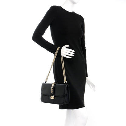 Valentino Garavani Vitello Medium Glam Lock Rockstud Flap Black 3 of 8