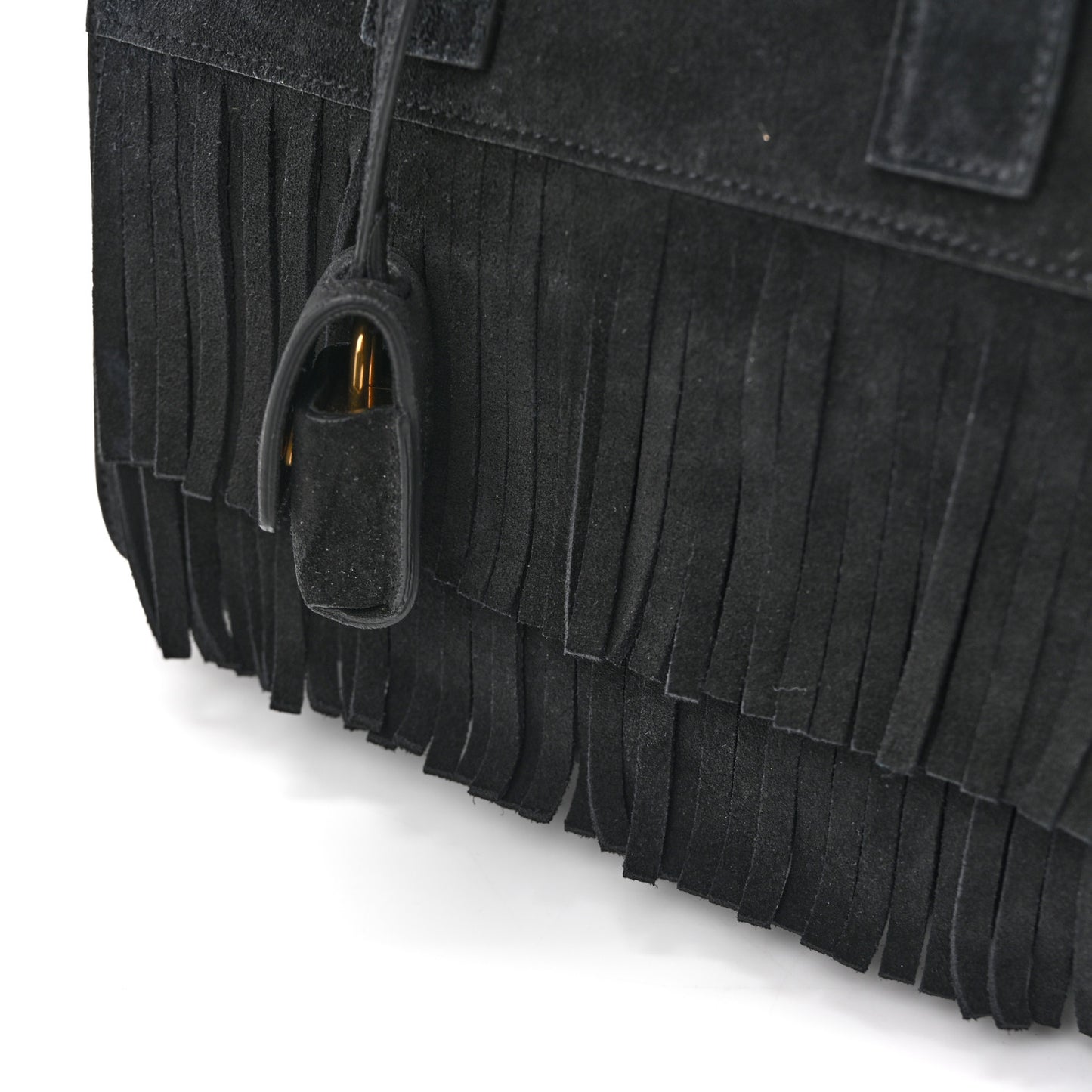 Suede Fringe Nano Sac De Jour Black