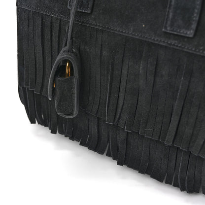 Saint Laurent Suede Fringe Nano Sac De Jour Black 12 of 14