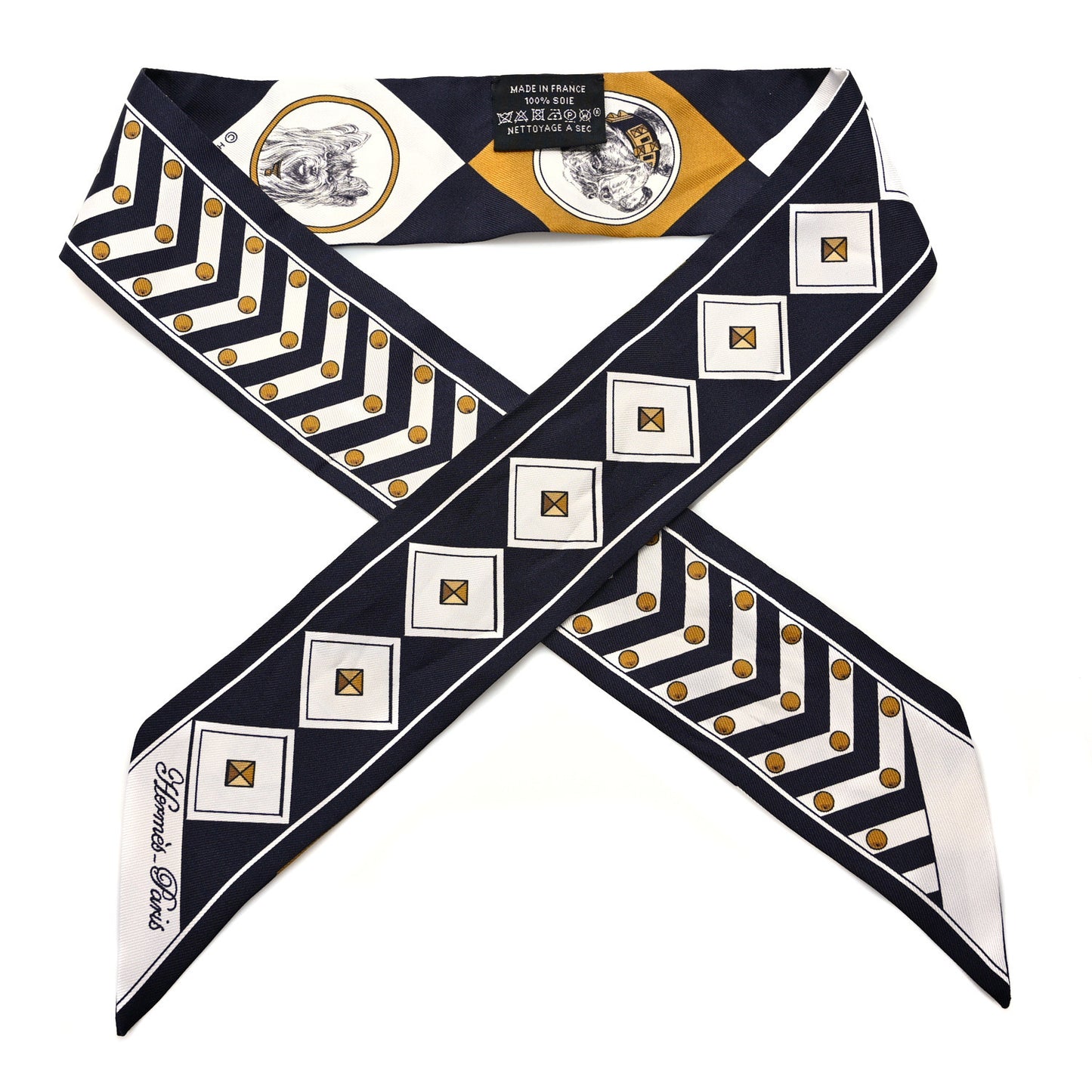 Silk Colliers Et Chiens Twilly Black Gold White