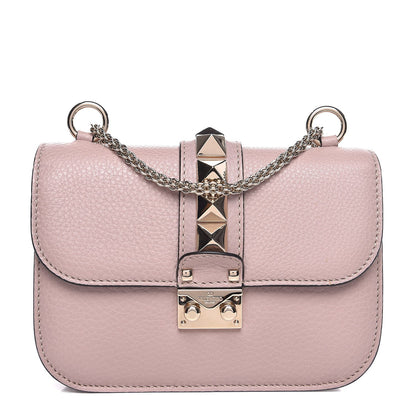 Valentino Garavani Pebbled Calfskin Small Glam Lock Rockstud Flap Poudre 1 of 11