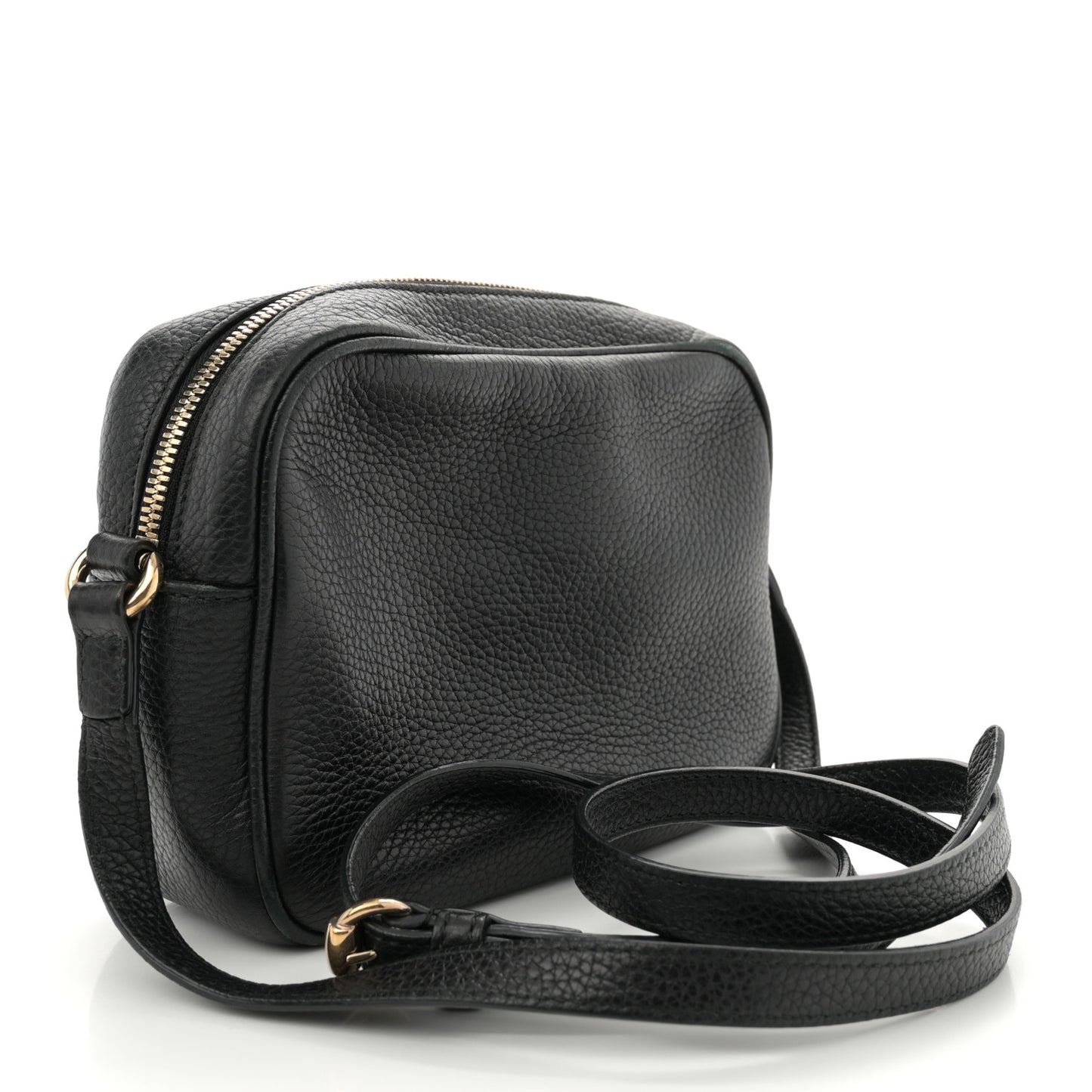 Pebbled Calfskin Small Soho Disco Bag Black
