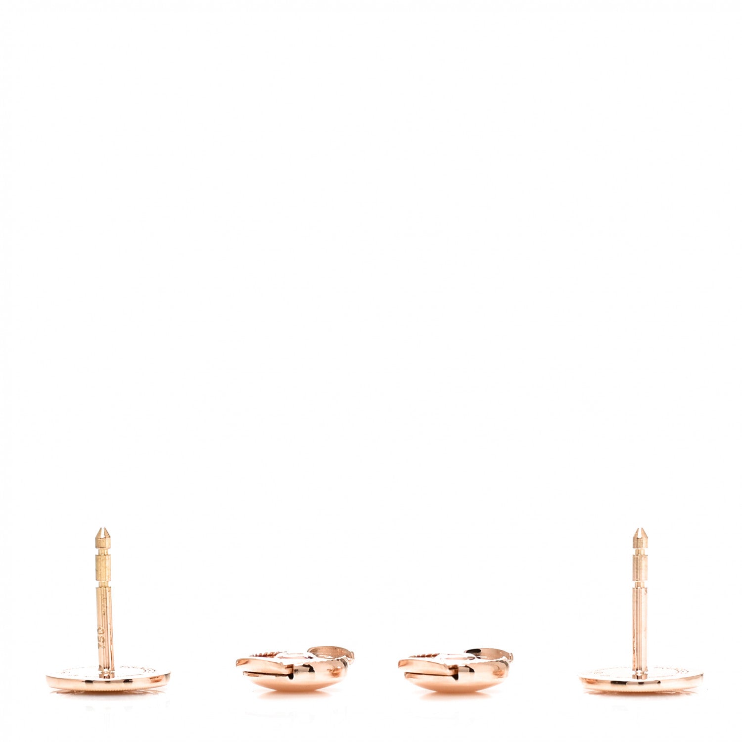 Hermes 18K Rose Gold TPM Ex-Libris Stud Earrings 3 of 6