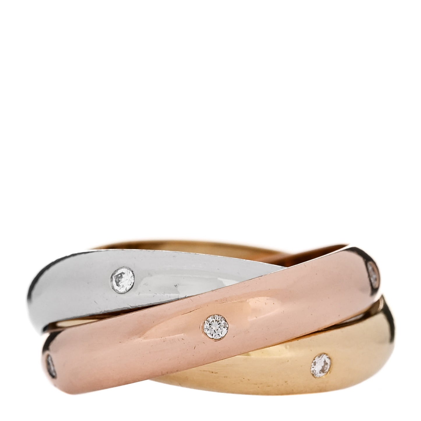 18K Pink Yellow White Gold Diamond Medium Trinity Ring 49 5