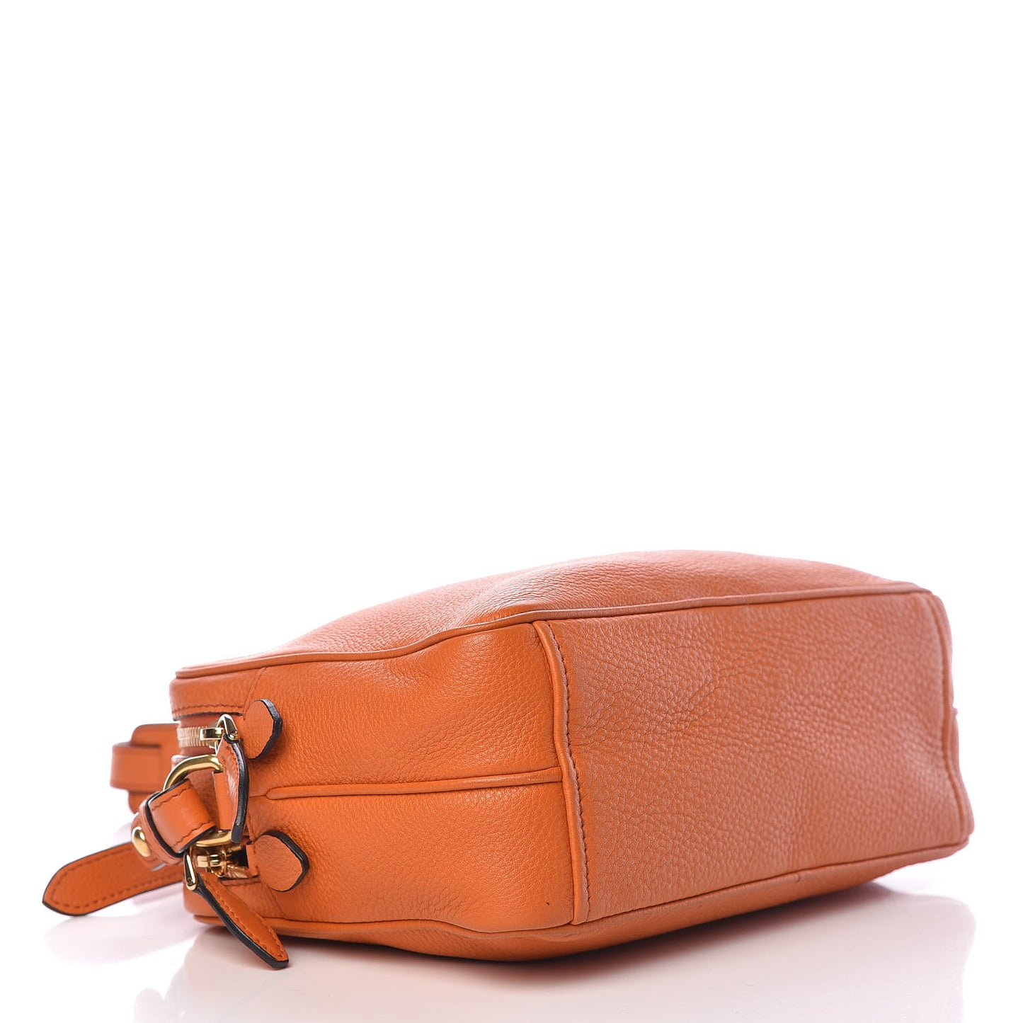 Vitello Daino Medium Double Zip Shoulder Bag Papaya