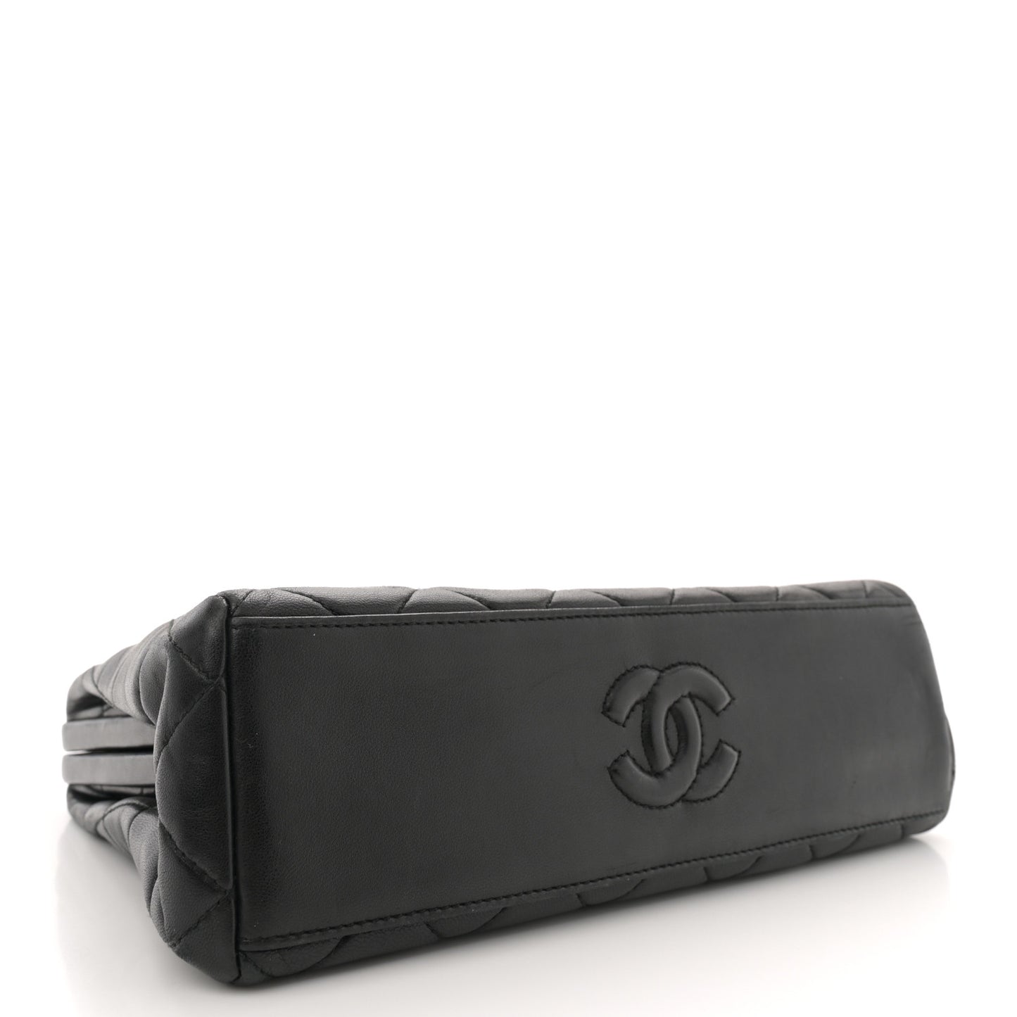 Lambskin Quilted Small Kisslock Bag Black