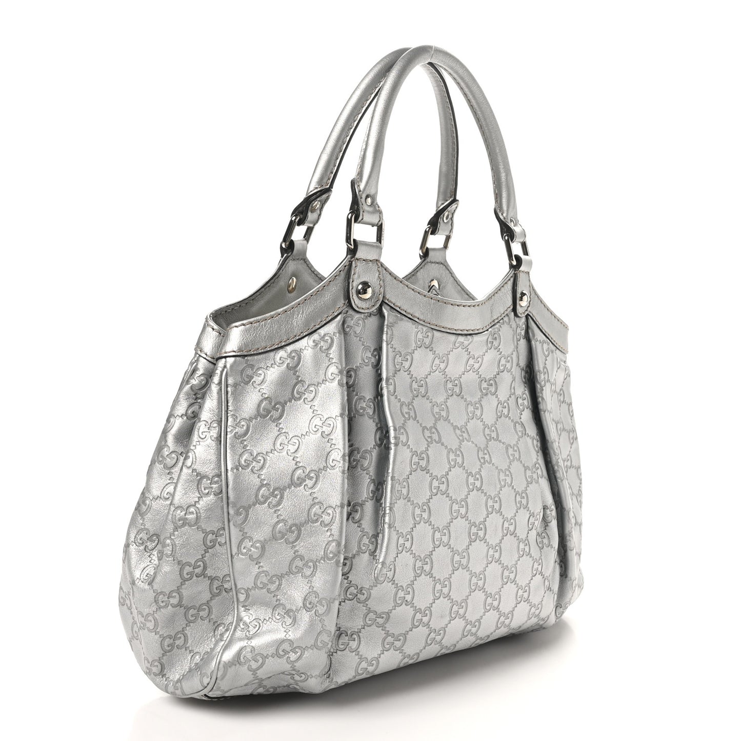 Guccissima Medium Sukey Tote Silver