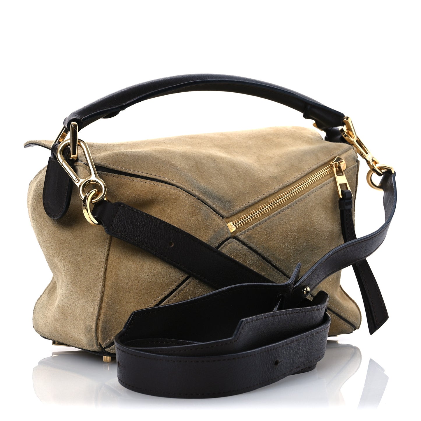 Suede Medium Puzzle Bag Gold