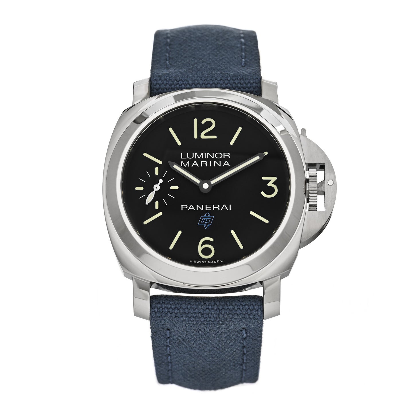Stainless Steel Canvas 44mm Luminor Marina Manual Winding Watch Black PAM00777