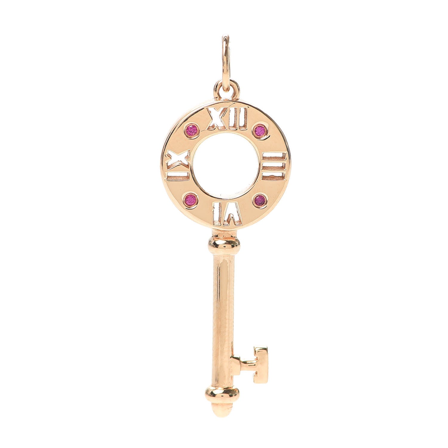 Tiffany 18K Rose Gold Ruby Atlas Pierced Key Pendant 1 of 4