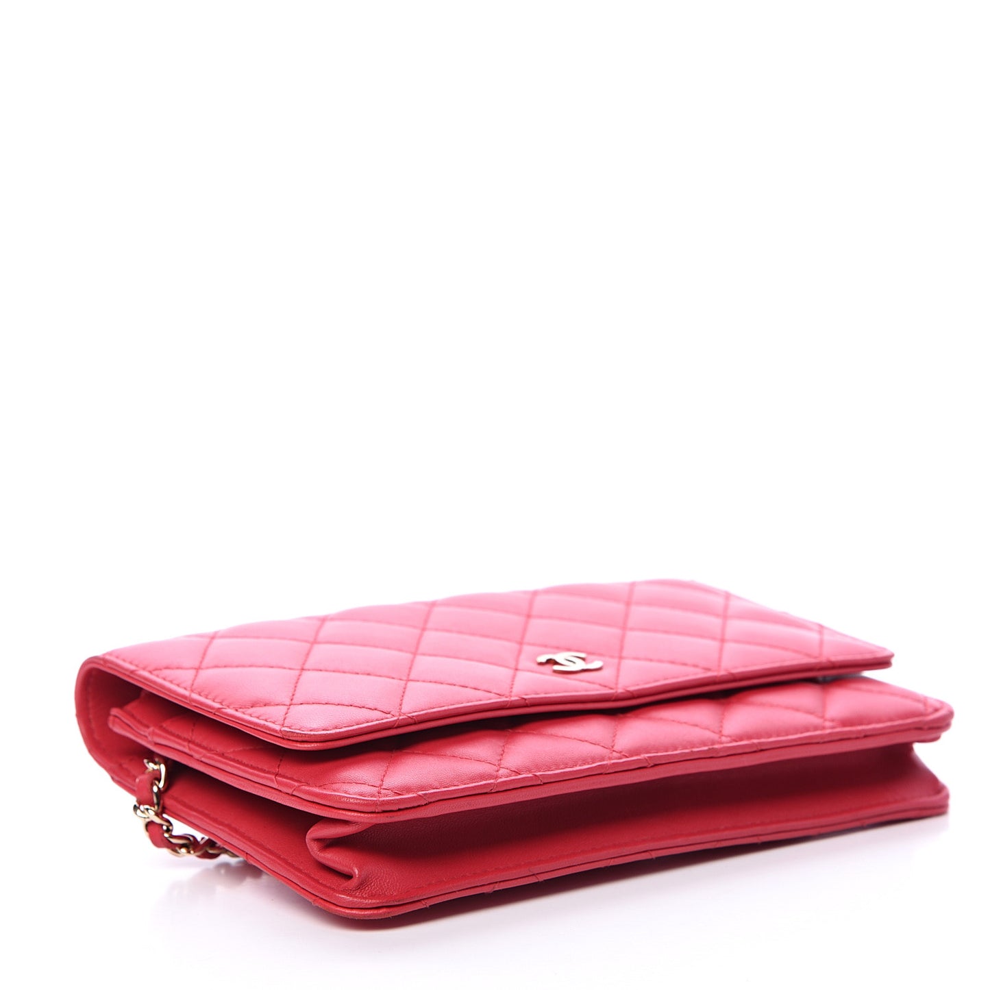 Lambskin Quilted Wallet On Chain WOC Red