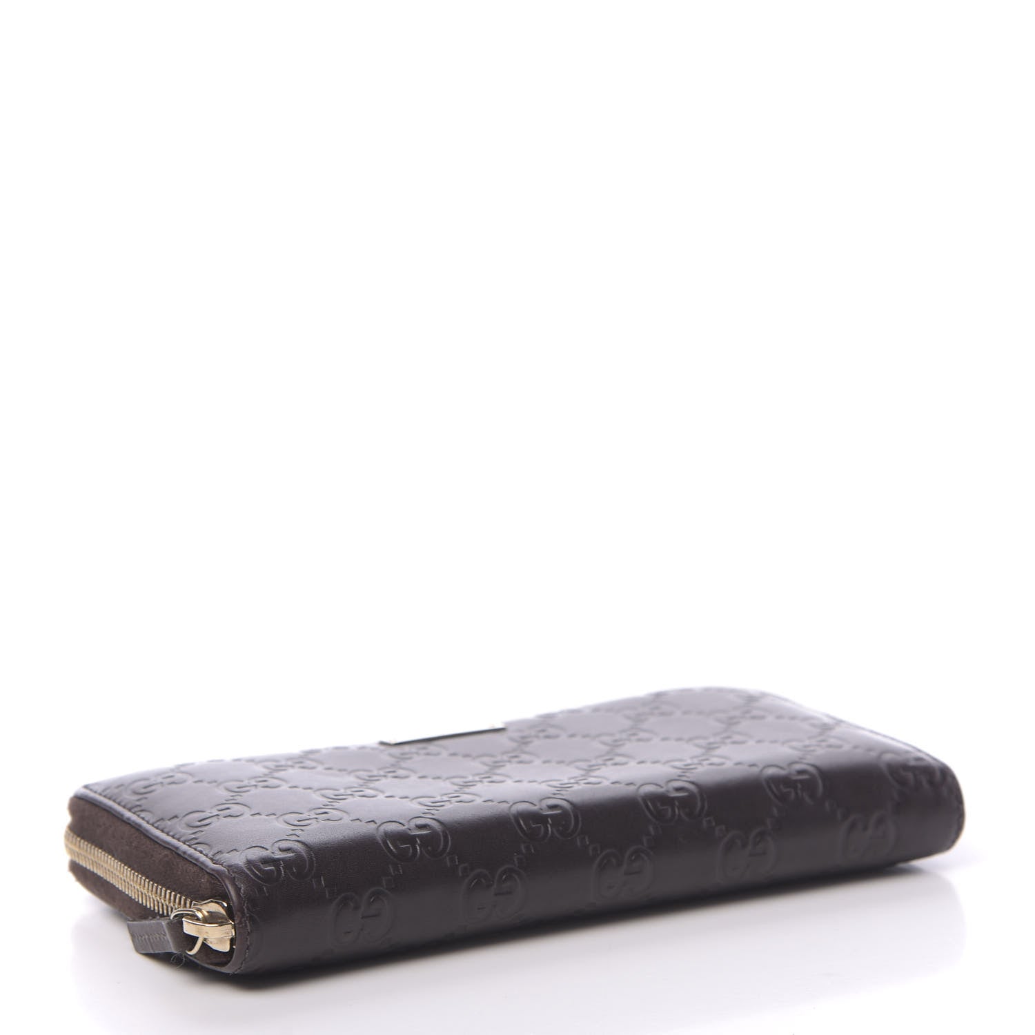 Gucci Guccissima Margaux Calfskin Metal Bar Zip Around Wallet Chocolate 4 of 9