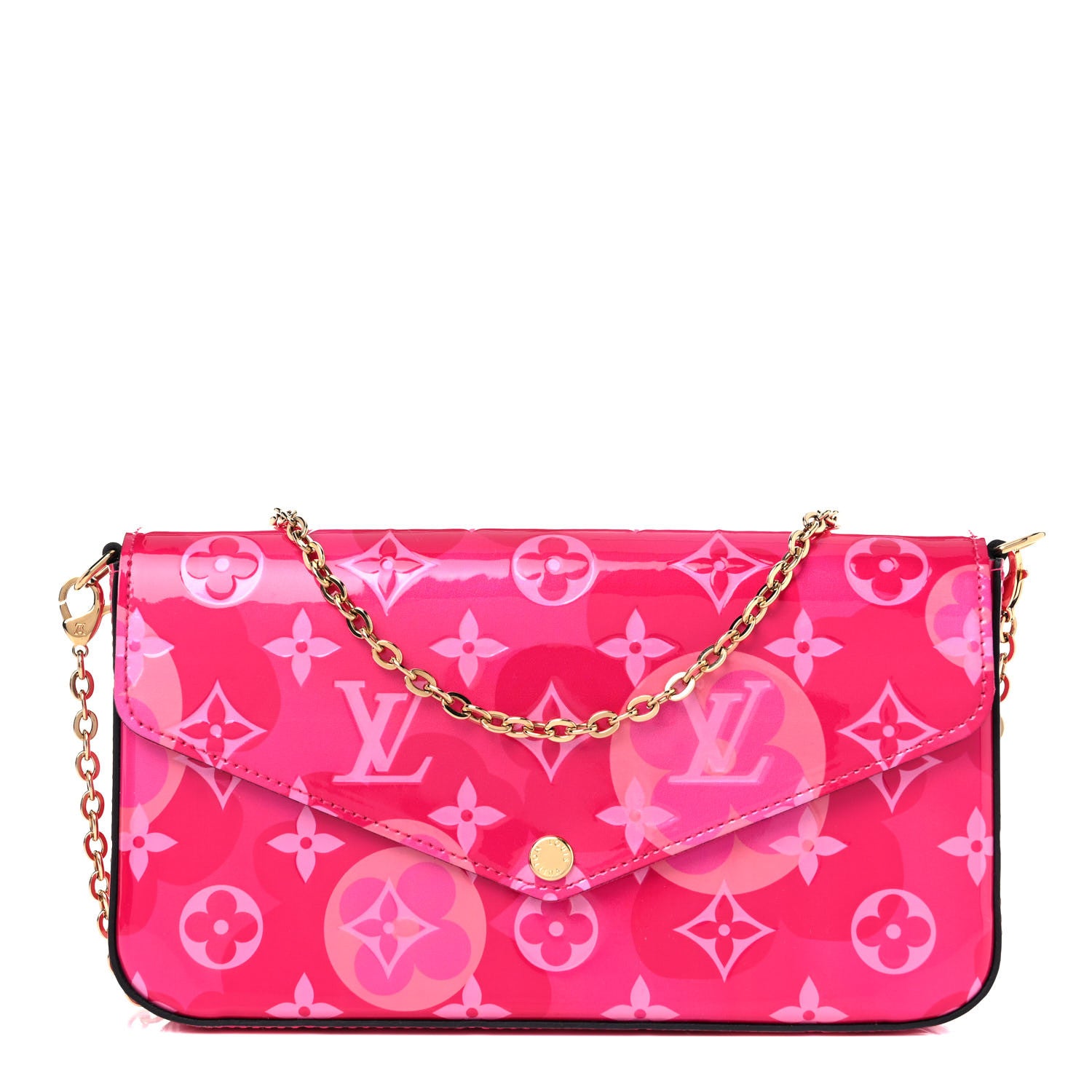 Louis Vuitton Vernis Valentine Pochette Felicie Chain Wallet Fuchsia 2 of 10