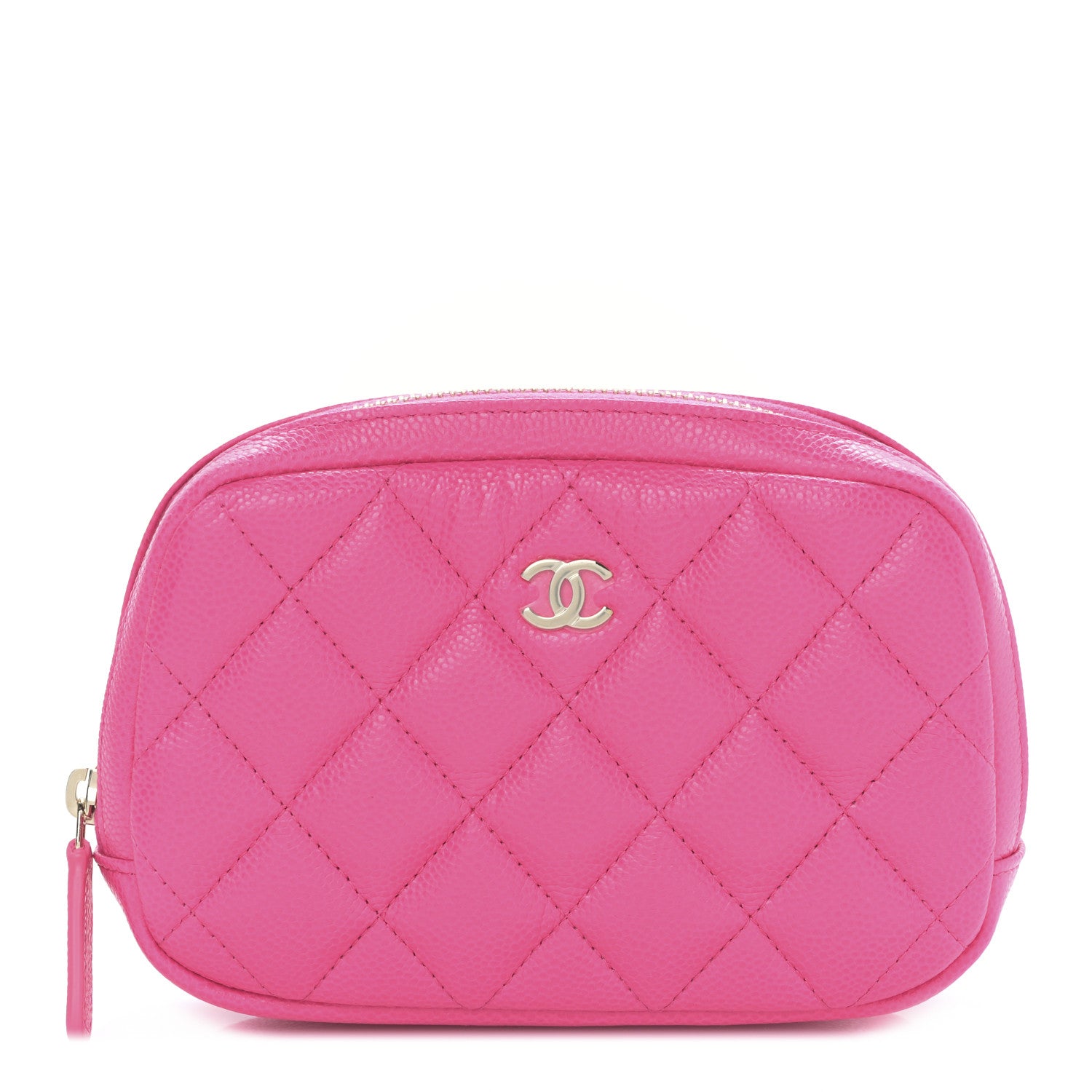 Chanel Caviar Quilted Small Curvy Pouch Cosmetic Case Pink 1 of 9