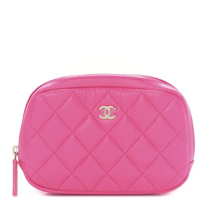 Chanel Caviar Quilted Small Curvy Pouch Cosmetic Case Pink 1 of 9