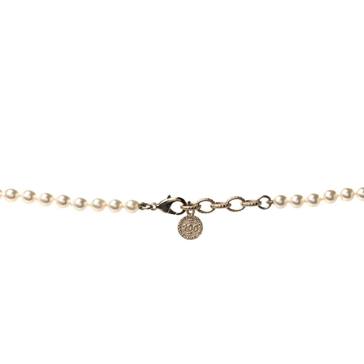 Graduated Pearl CC Long Necklace Gold