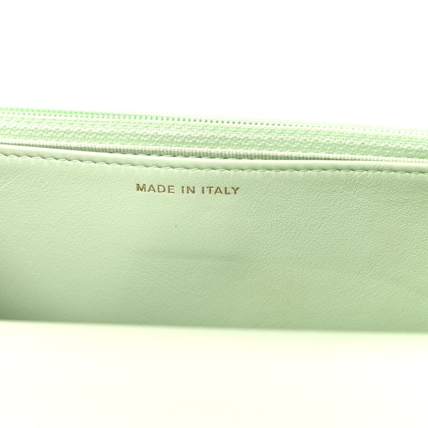Lambskin Quilted Chanel 19 Wallet On Chain WOC Light Green