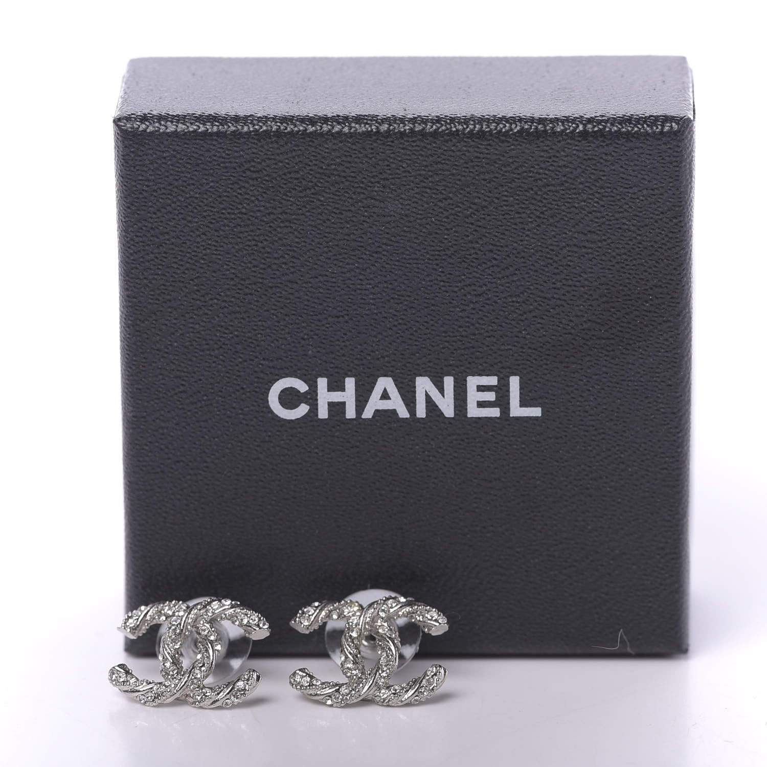 Chanel Crystal CC Twisted Earrings Silver 6 of 6