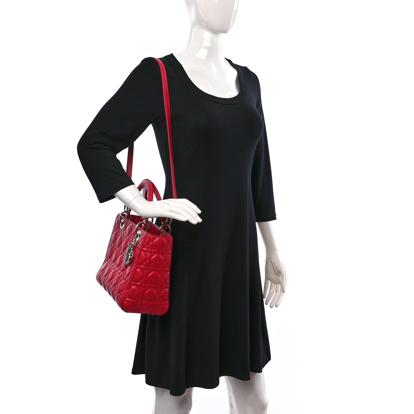 Lambskin Cannage Medium Lady Dior Fuchsia