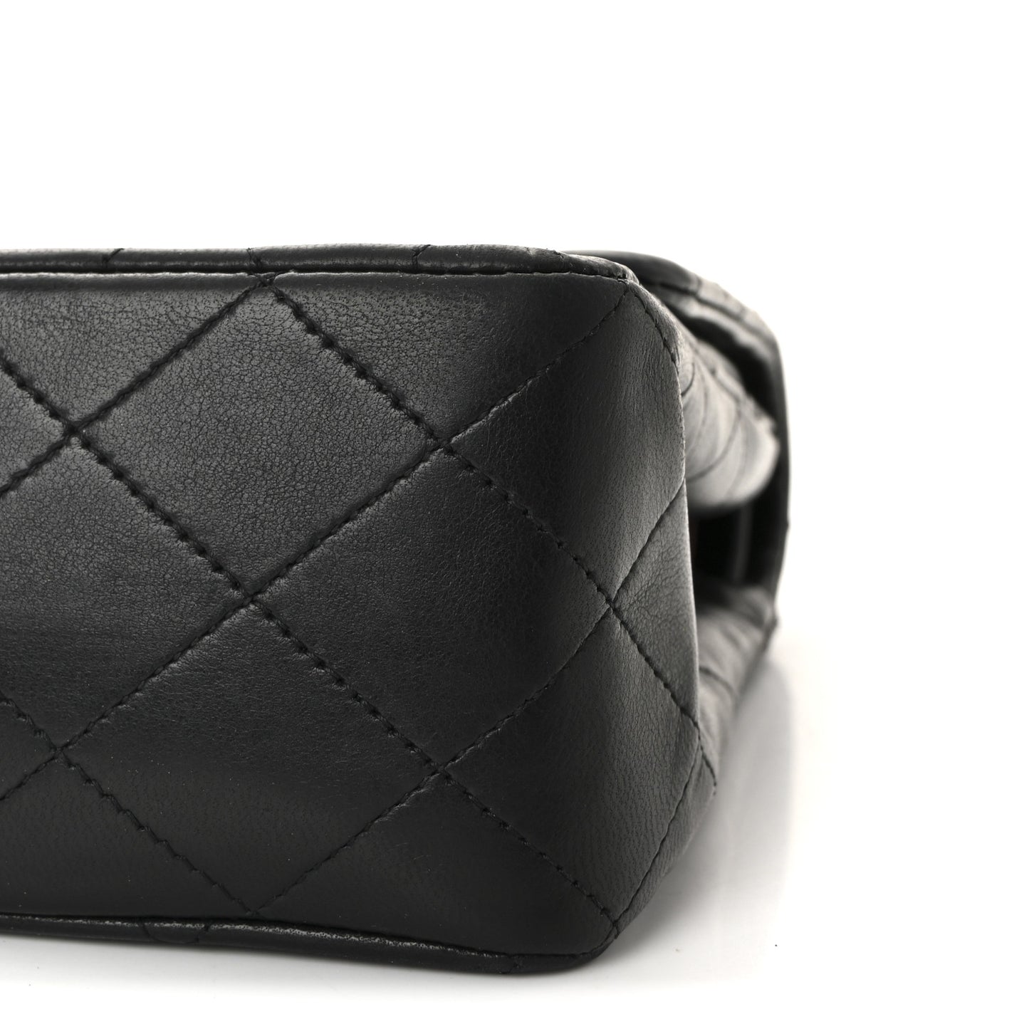 Lambskin Quilted Medium Double Flap Black