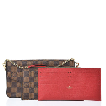 Louis Vuitton Damier Ebene Pochette Felicie Chain Wallet 3 of 14