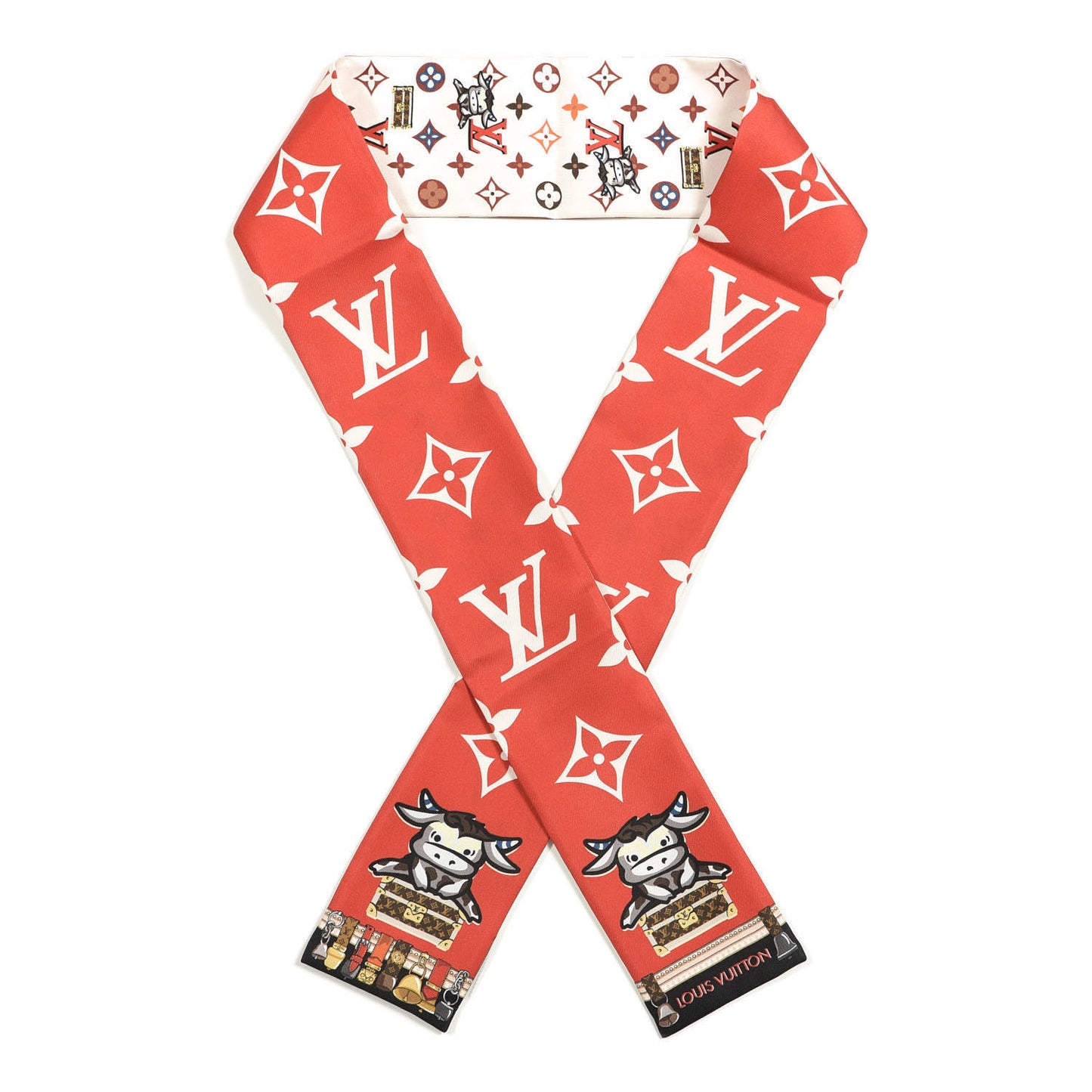 Silk Monogram Rodeo Bandeau Red