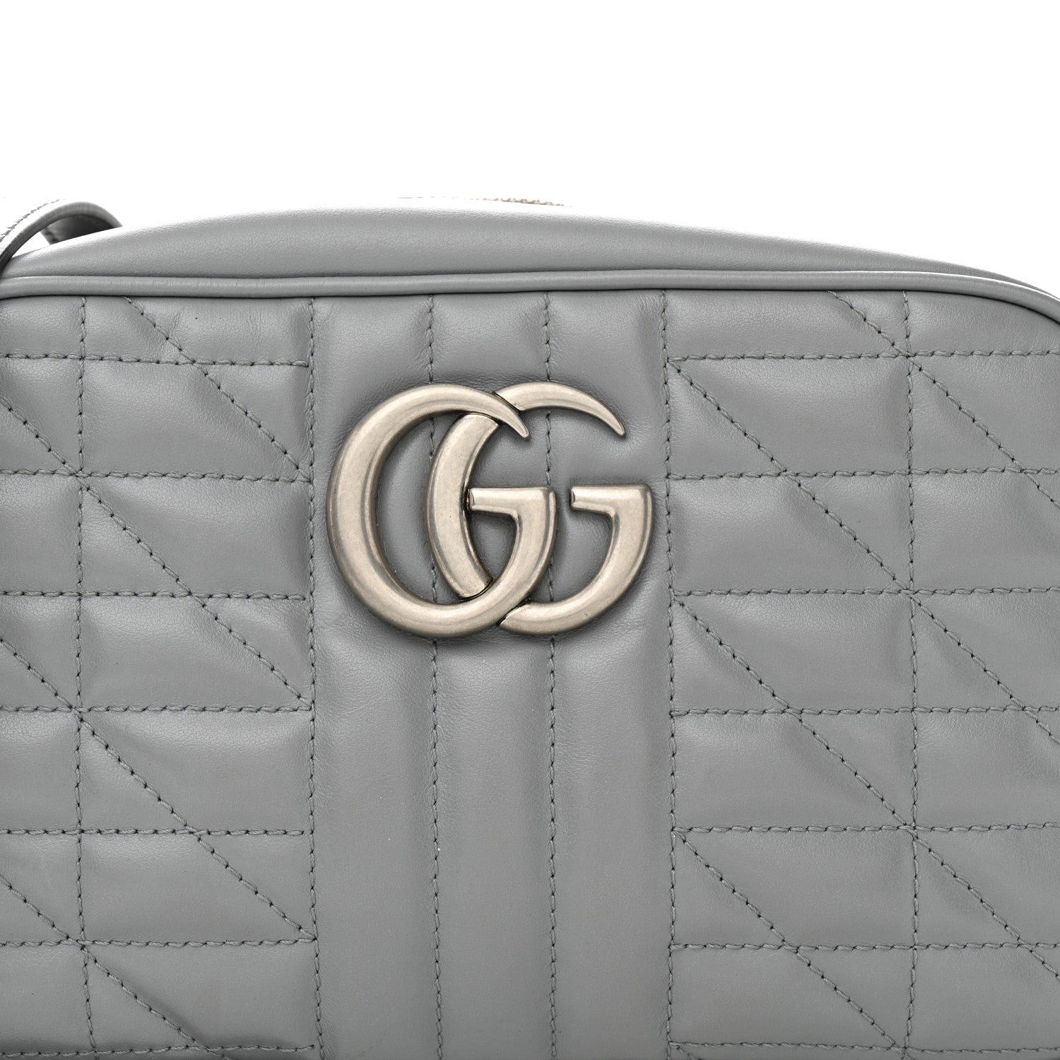 Gucci Calfskin Matelasse Aria Small GG Marmont Chain Shoulder Bag Deep Grey 9 of 15