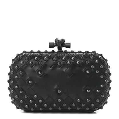 Bottega Veneta Waxy Nappa Intrecciato Knot Studded Clutch Black 1 of 10
