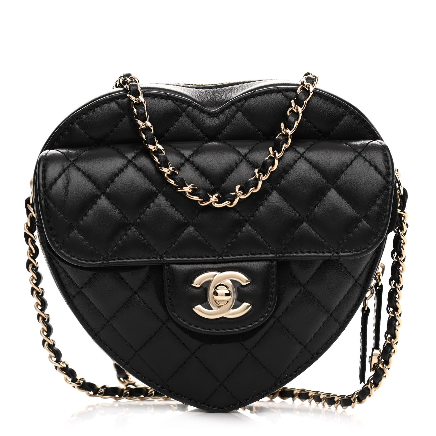 Chanel Lambskin Quilted CC In Love Heart Bag Black 1 of 11